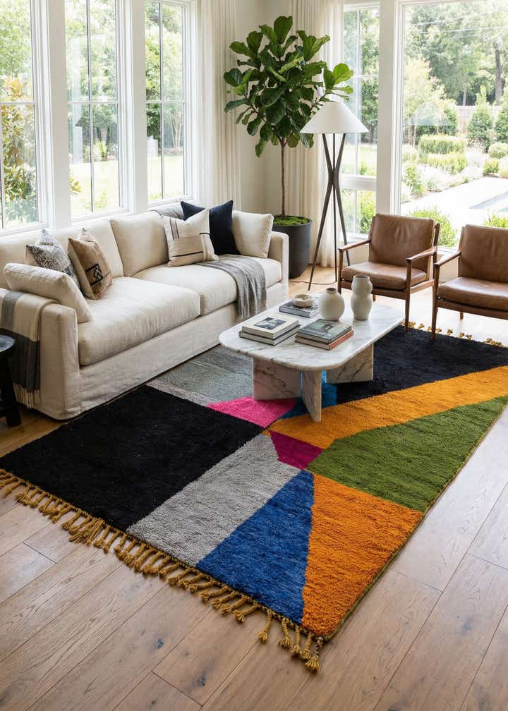6' 7 x 9' 8 Hand Knotted Moroccan Wool Rug
