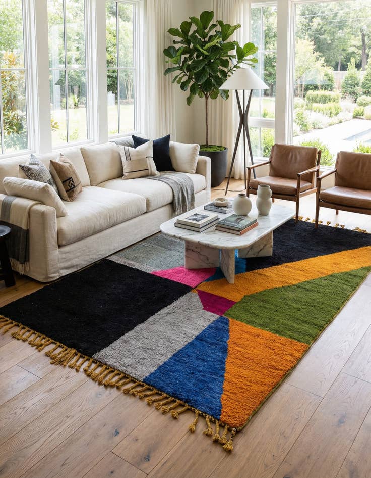 Detail image of 6' 7 x 9' 8 Hand Knotted Moroccan Wool Rug