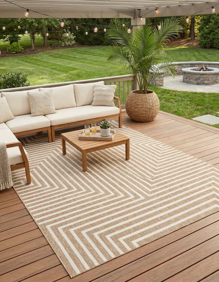 Detail image of  10' x 14'  Washable Modern Indoor / Outdoor Rug