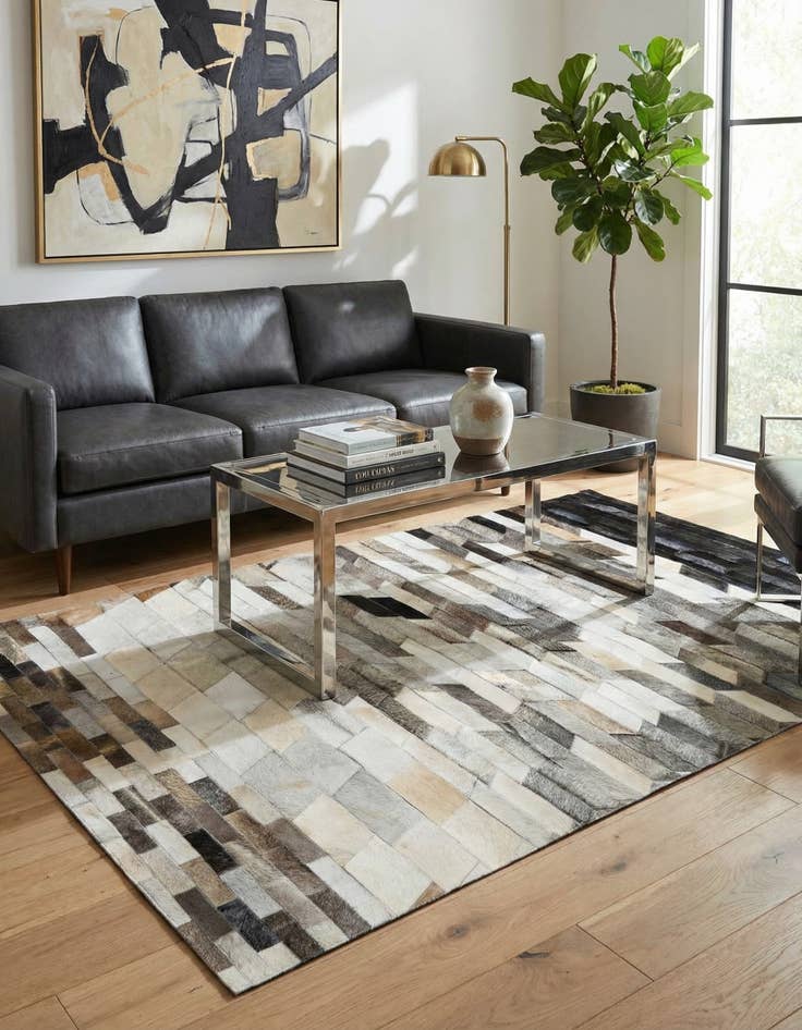 Detail image of 5' 1 x 7' 5 Cowhide Leather Rug