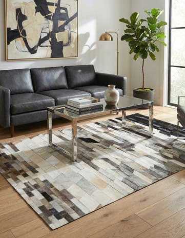 5' 1 x 7' 5 Cowhide Leather Rug