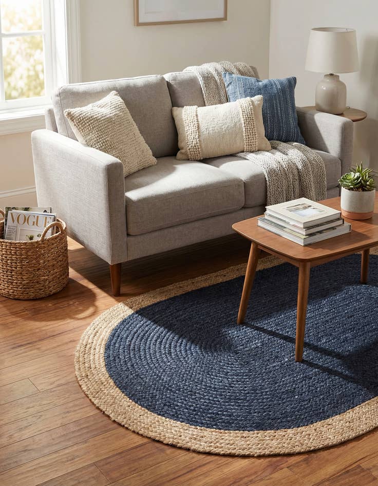 Detail image of  3' 3 x 5' 1  Hand Braided Jute Oval Rug