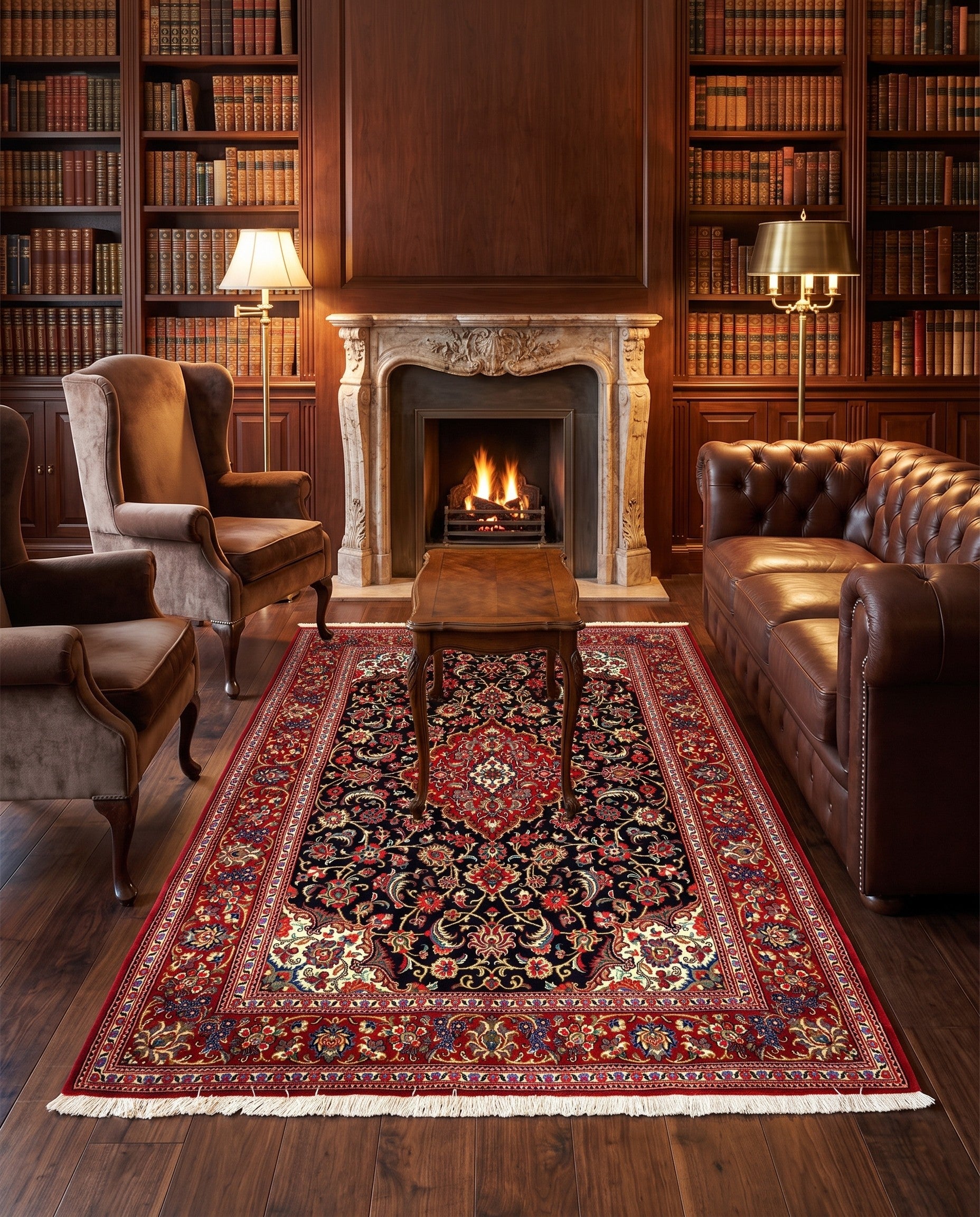 4' 8 x 6' 9 Hand Knotted Qom Persian Rug