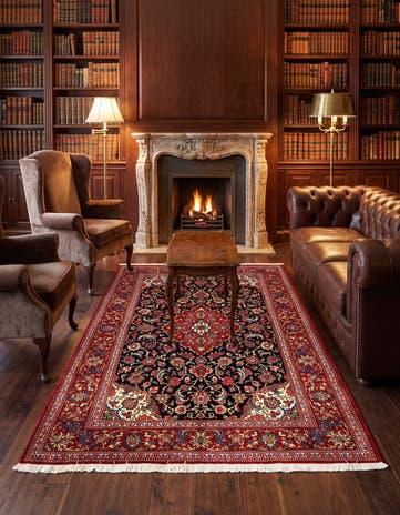 4' 8 x 6' 9 Hand Knotted Qom Persian Rug