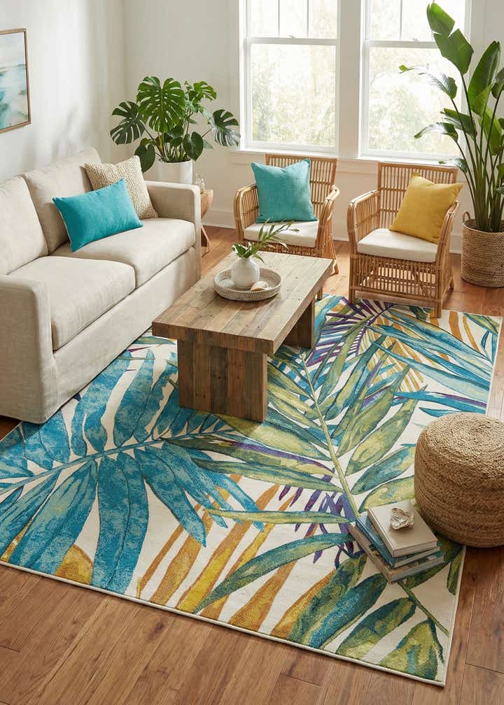 7' 10 x 10' Easy-Clean Botanical Indoor / Outdoor Rug