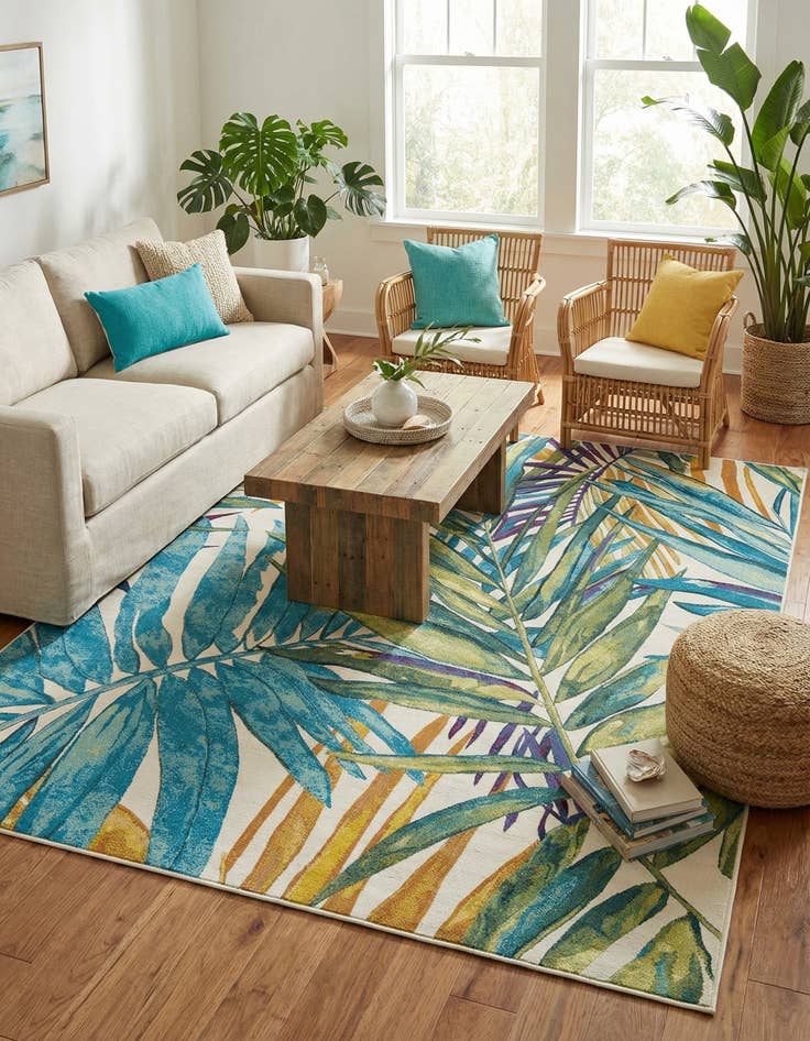Detail image of 7' 10 x 10' Easy-Clean Botanical Indoor / Outdoor Rug