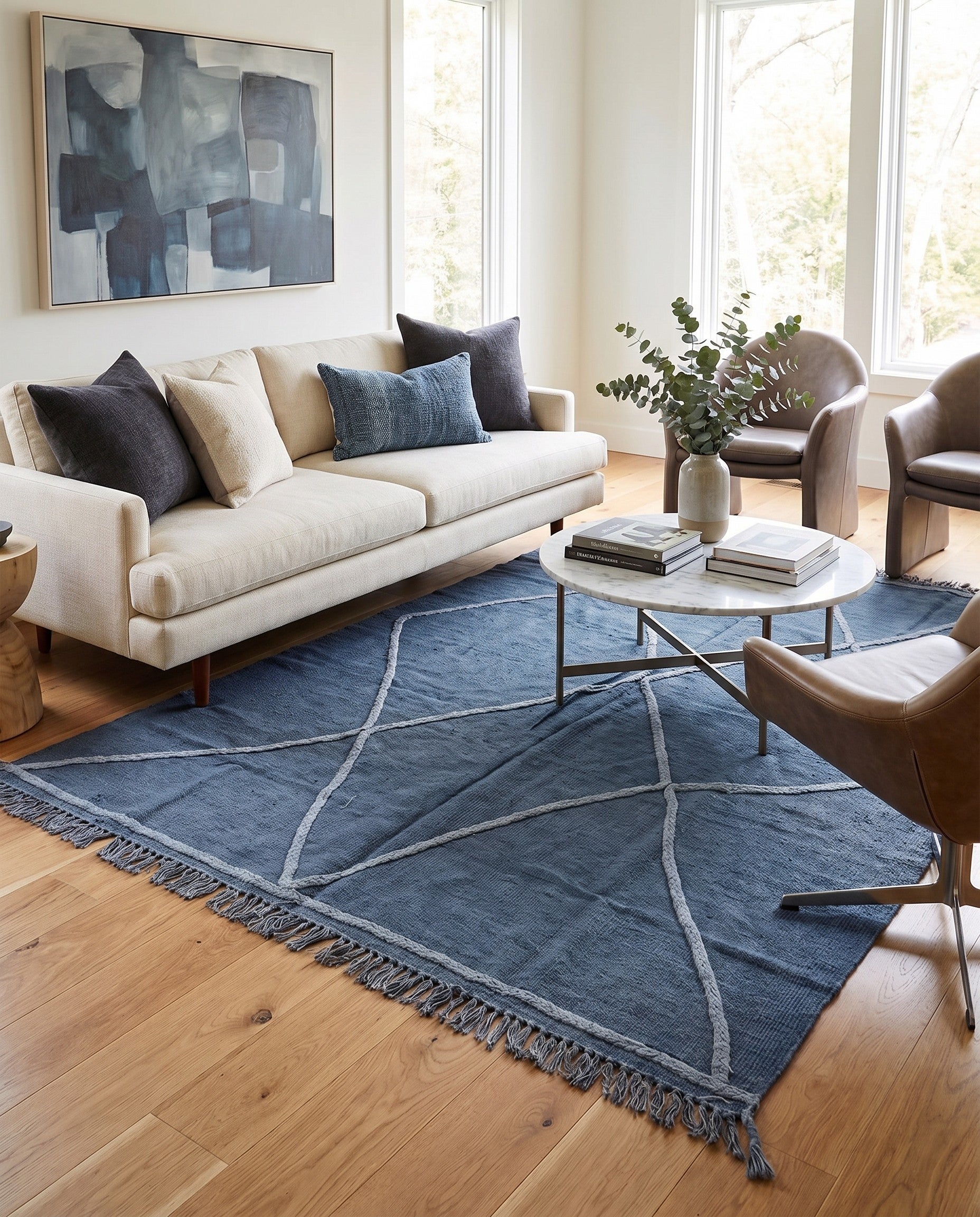 4' 8 x 6' 8 Hand Woven Kilim Modern Wool Rug