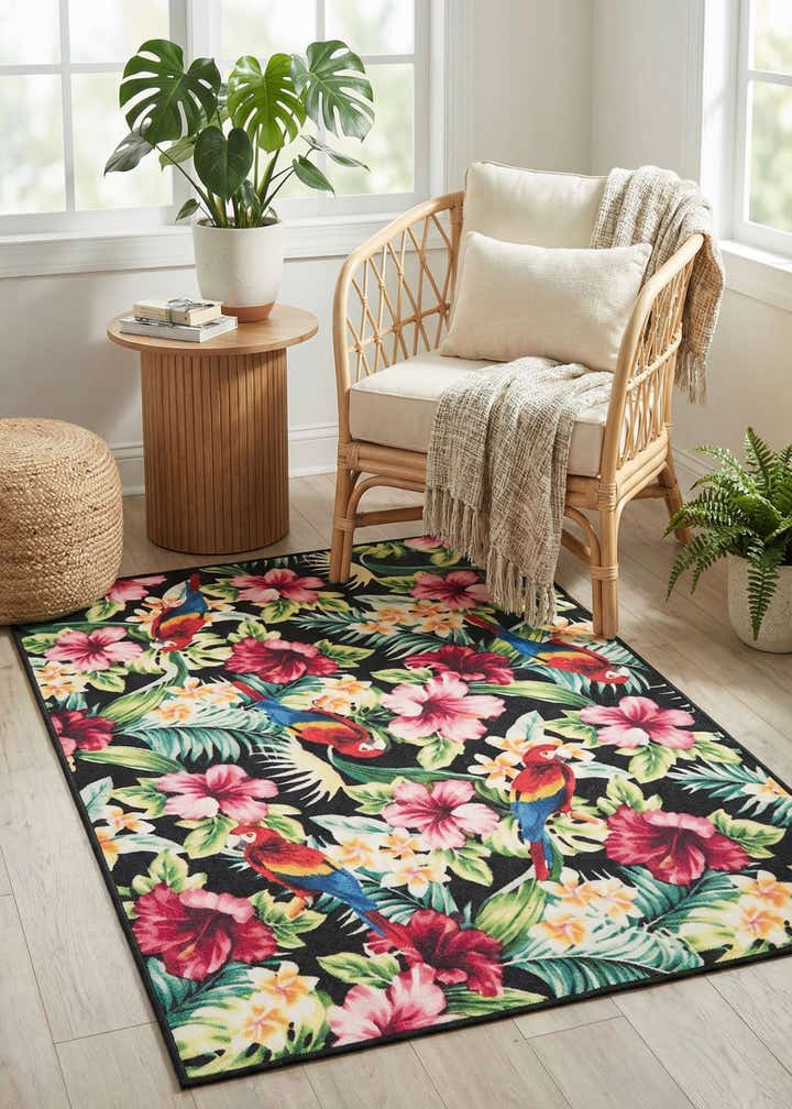 4' x 6' Easy-Clean Jill Zarin Caribbean Saint Lucia Indoor / Outdoor Rug