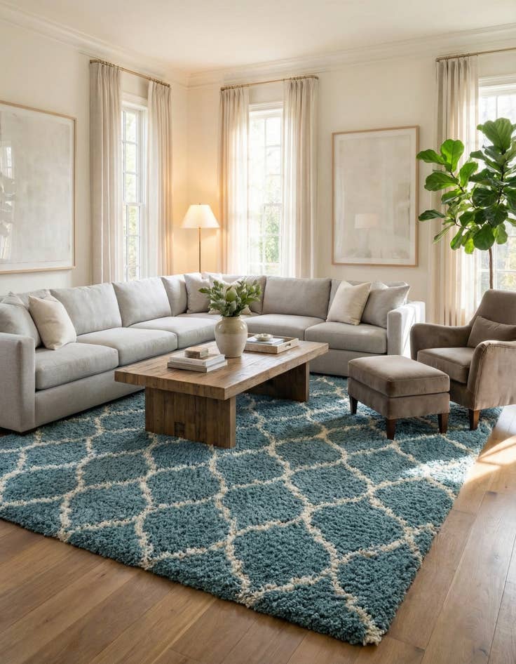 Detail image of 10' x 10' Trellis Shag Square Rug