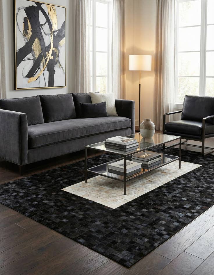 Detail image of 5' 1 x 7' 10 Cowhide Stocks Rug