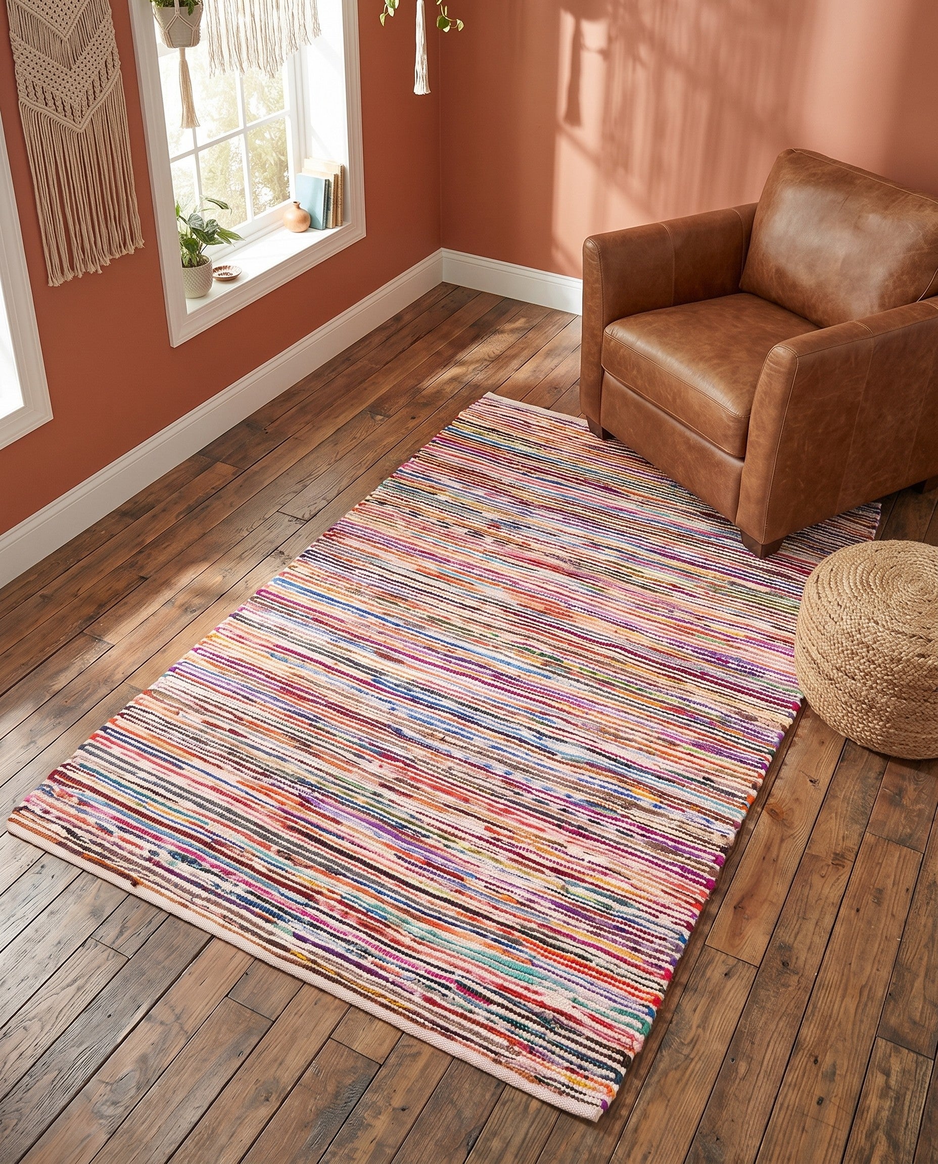 4' 1 x 6' 1 Hand Woven Chindi Cotton Rug