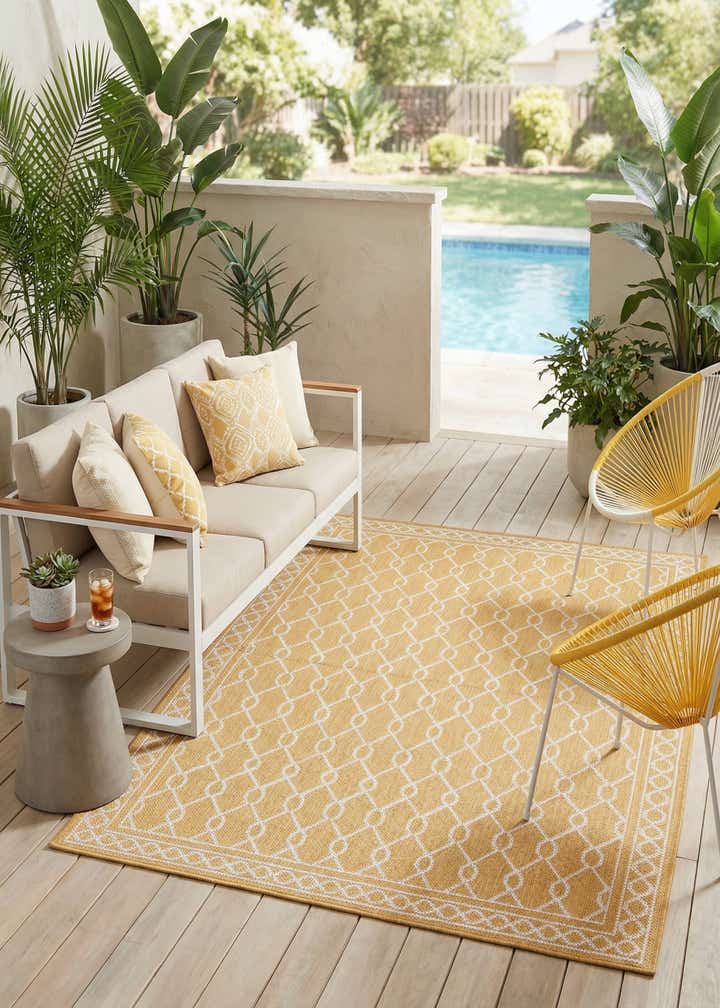 5' 3 x 7' 8 Easy-Clean Modern Indoor / Outdoor Rug
