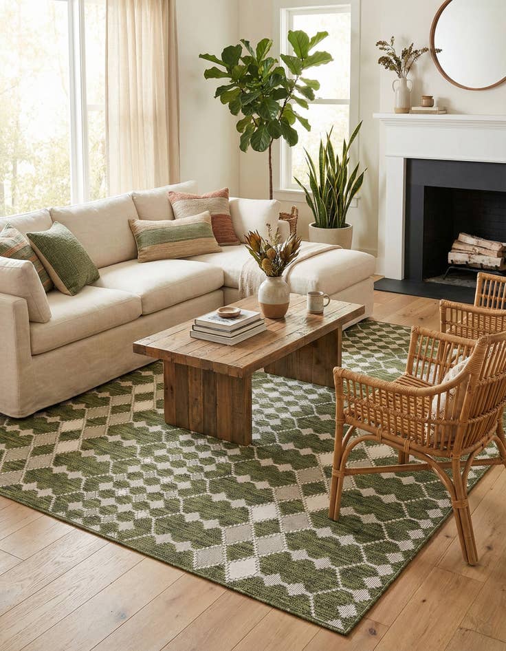 Detail image of 10' x 10'  Washable Trellis Indoor / Outdoor Square Rug