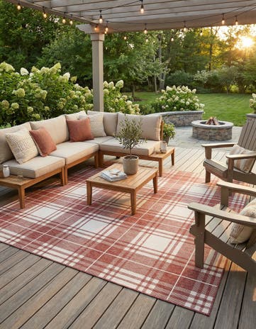 10' x 10' Easy-Clean Checkered Indoor / Outdoor Square Rug