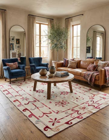 5' 7 x 7' 5 Hand Woven Kilim Suzani Wool Rug