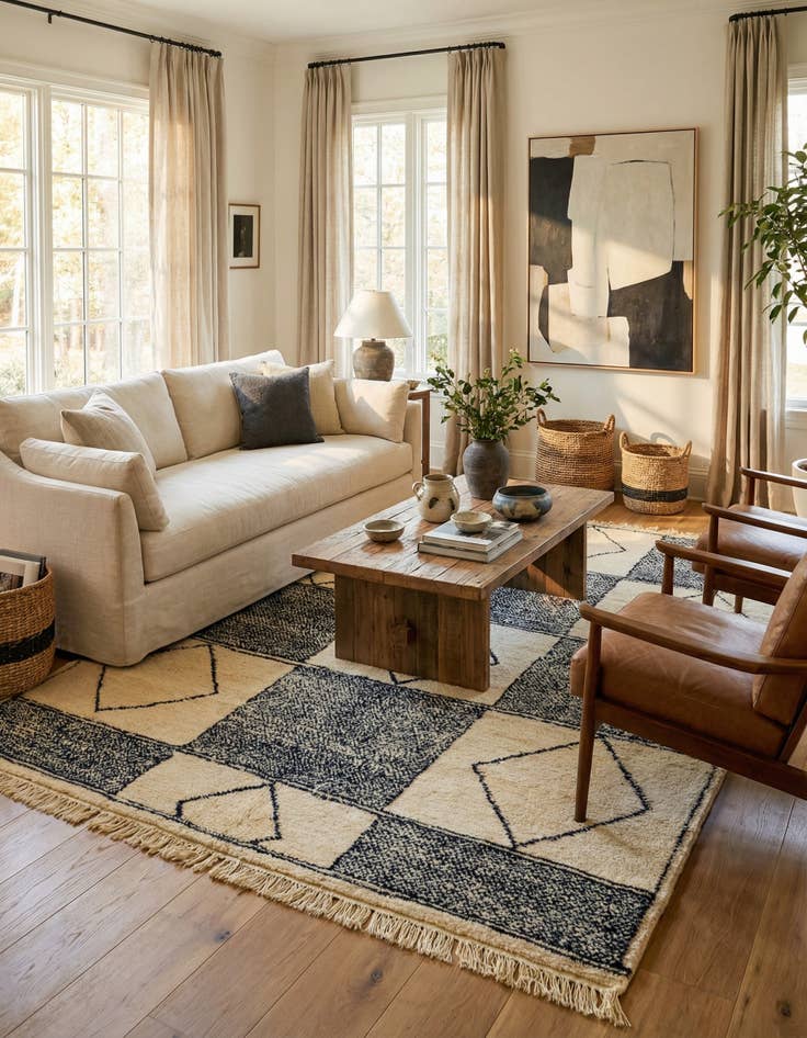 Detail image of 7' 5 x 9' 9  Hand Knotted Moroccan Wool Rug