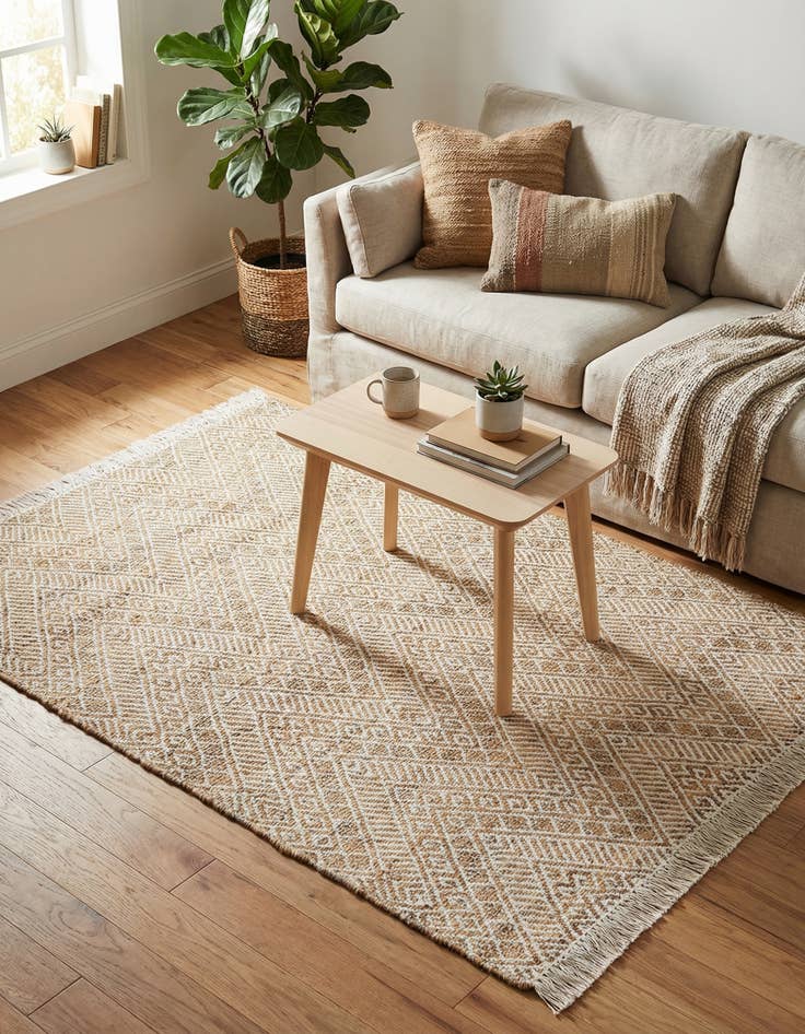 Detail image of 4' 1 x 6' 1  Hand Braided Jute Rug