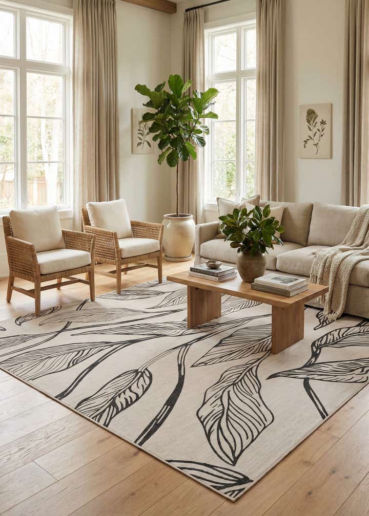 10' 8 x 10' 8 Easy-Clean Botanical Indoor / Outdoor Square Rug