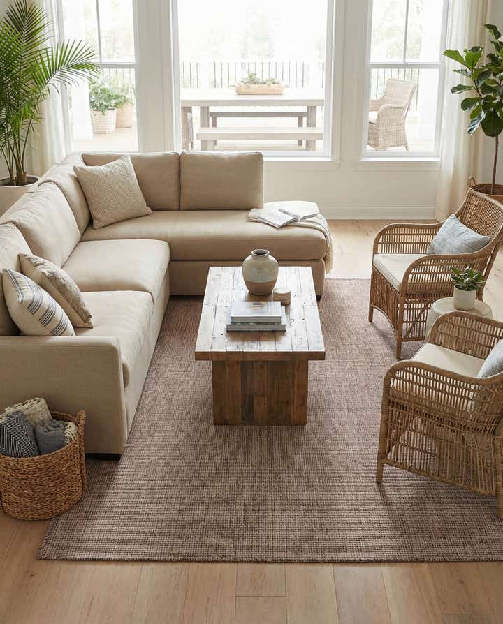 7' x 10' Easy-Clean Solid Indoor / Outdoor Rug