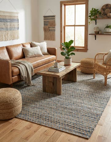Navy Blue Hand Woven Chindi Jute Rug