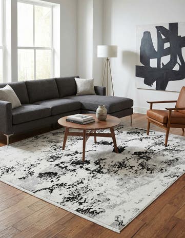 Black and White Milano Square Rug