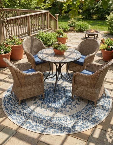 6' x 6' Easy-Clean Traditional Indoor / Outdoor Round Rug