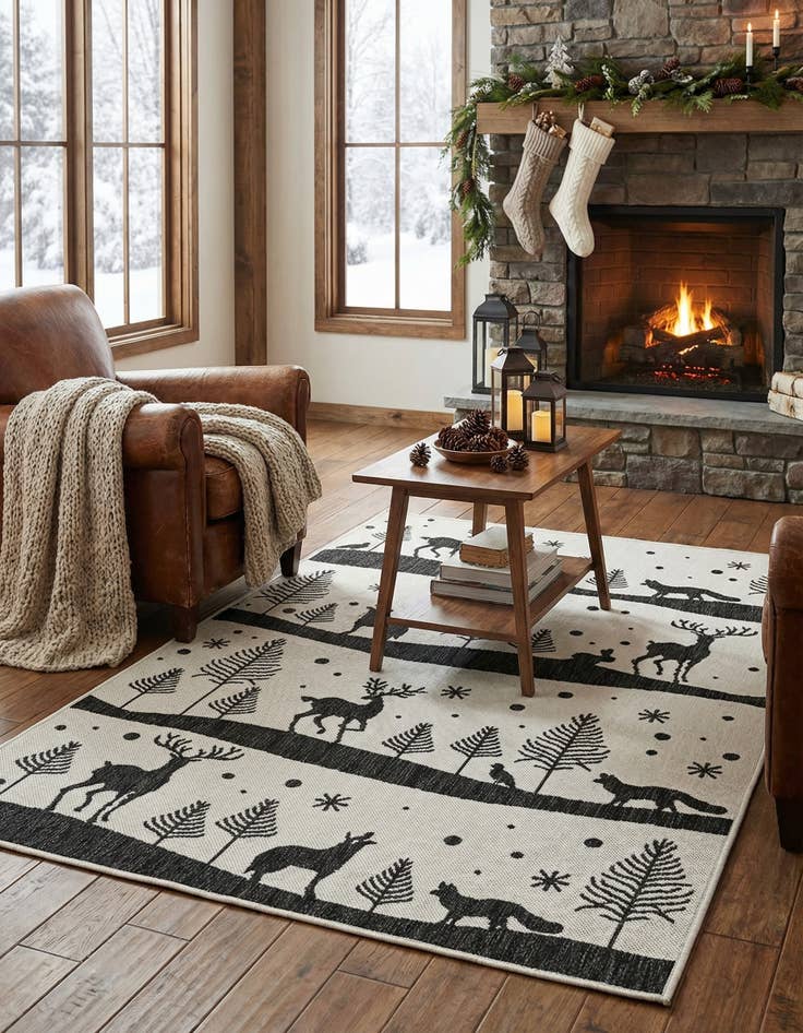 Detail image of 4' x 6' Easy-Clean Holiday Indoor / Outdoor Rug