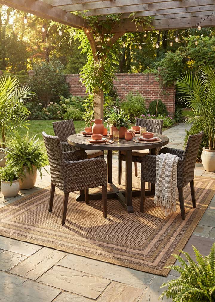 7' x 10' Easy-Clean Border Indoor / Outdoor Rug
