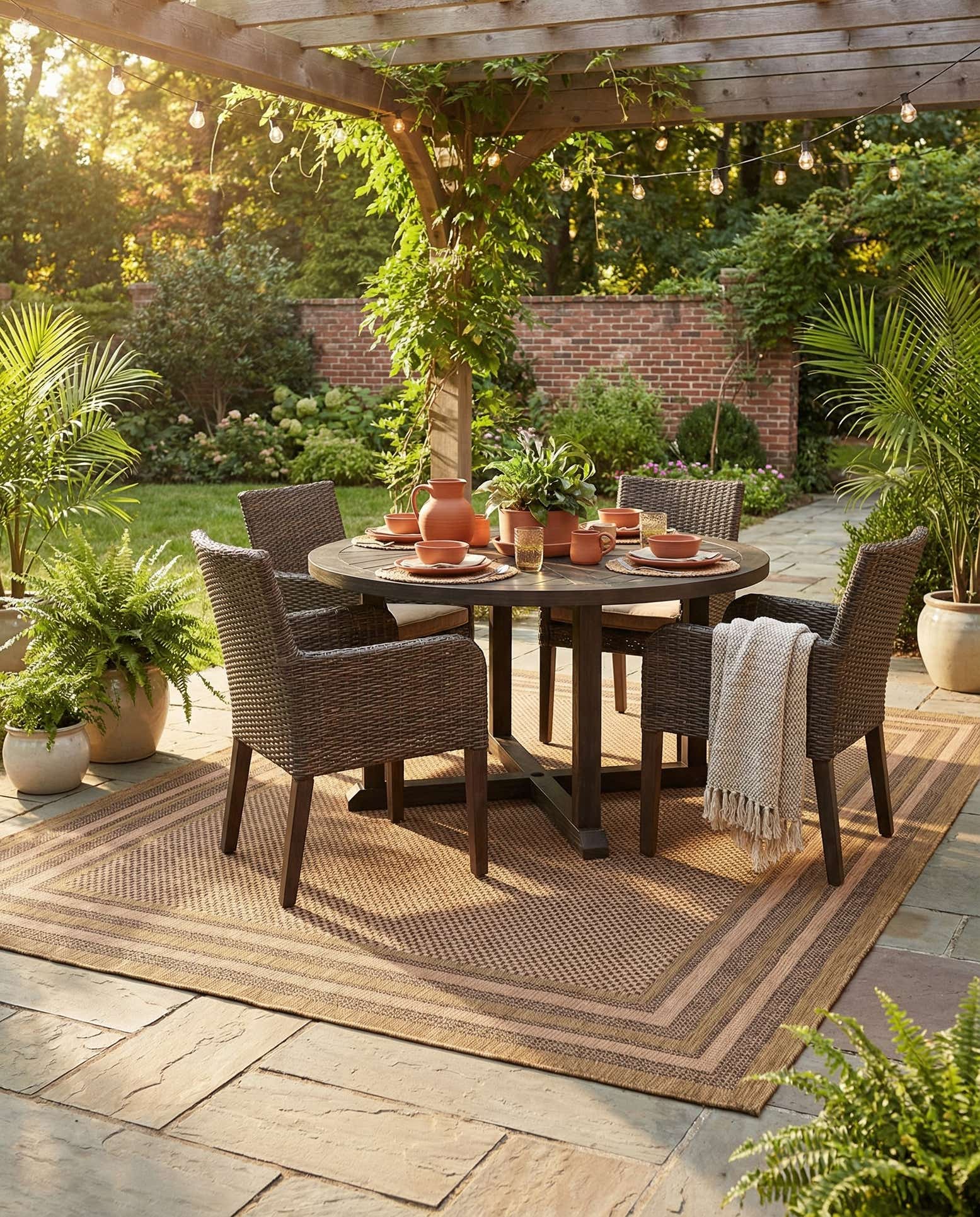 7' x 10' Easy-Clean Border Indoor / Outdoor Rug