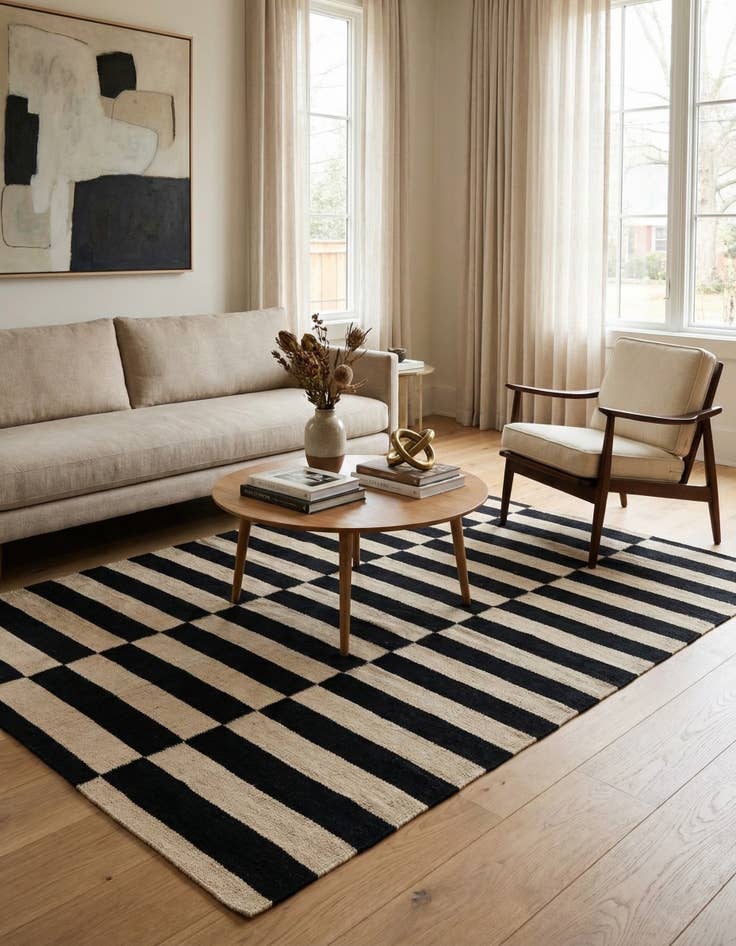 Detail image of 3' 3 x 4' 8  Hand Woven Kilim Modern Wool Rug