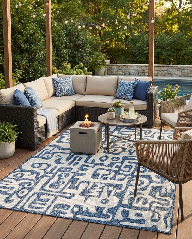 Detail image of 6' x 9' Easy-Clean Modern Indoor / Outdoor Rug