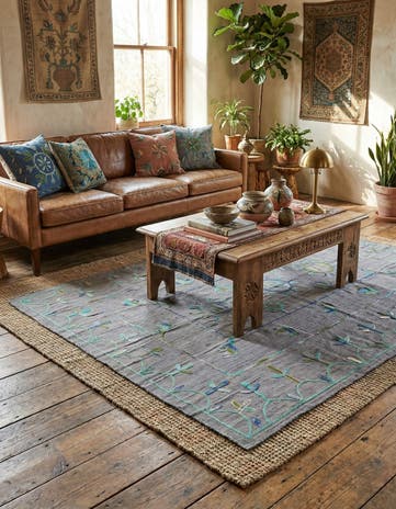 5' 8 x 7' 7 Hand Woven Kilim Suzani Wool Rug