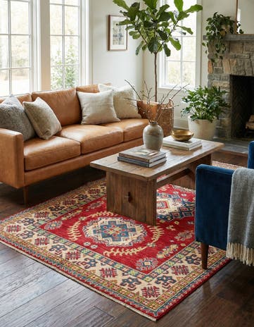 4' x 6' 1 Hand Knotted Kazak Rug