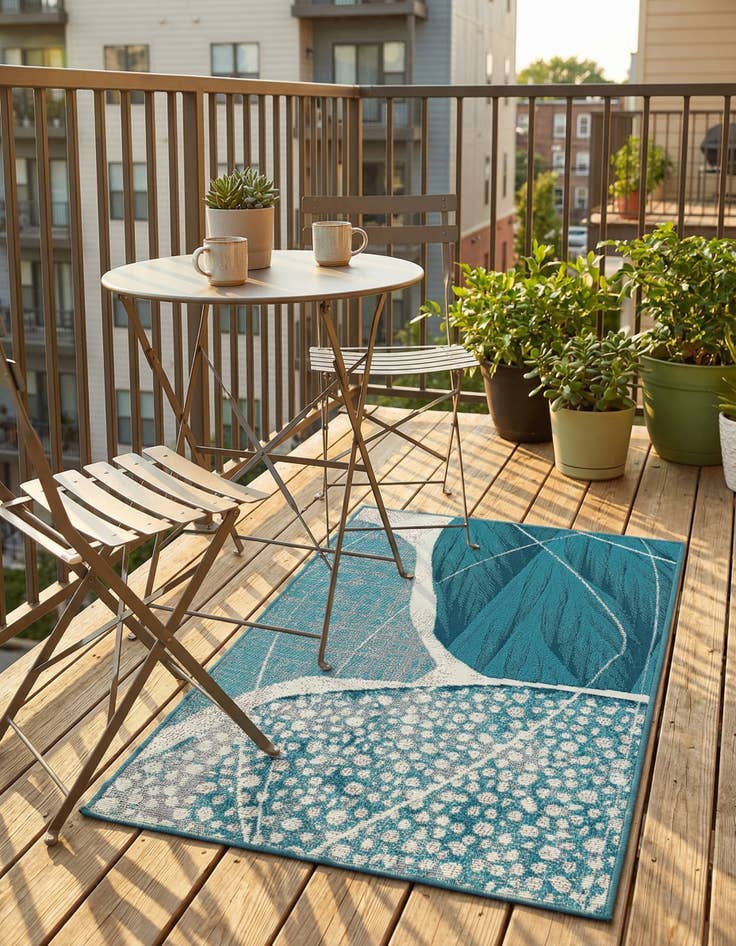 Detail image of 2' x 3' 1  Washable Modern Indoor / Outdoor Rug