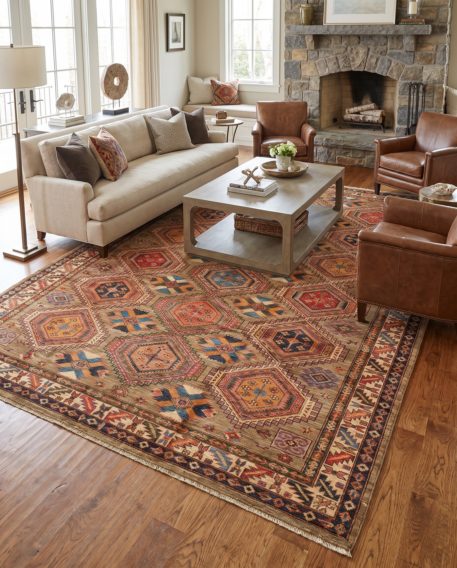 6' 11 x 9' 10 Hand Knotted Kazak Rug