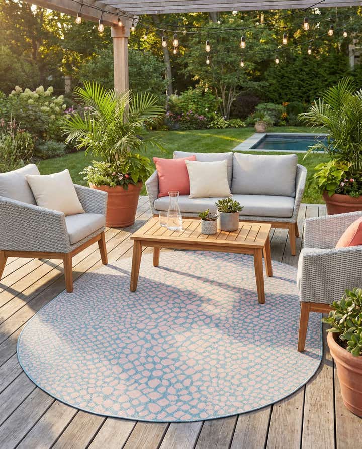 5' 3 x 8' Easy-Clean Jill Zarin Cape Town Indoor / Outdoor Oval Rug