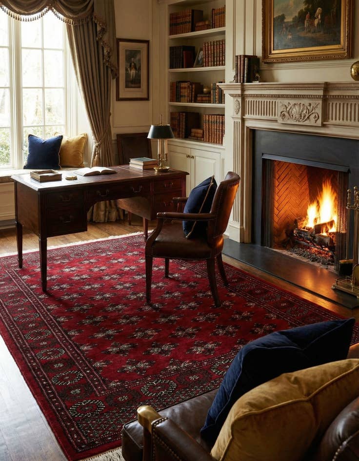 Detail image of  4' 3 x 6' 4  Hand Knotted Torkaman Persian Wool Rug