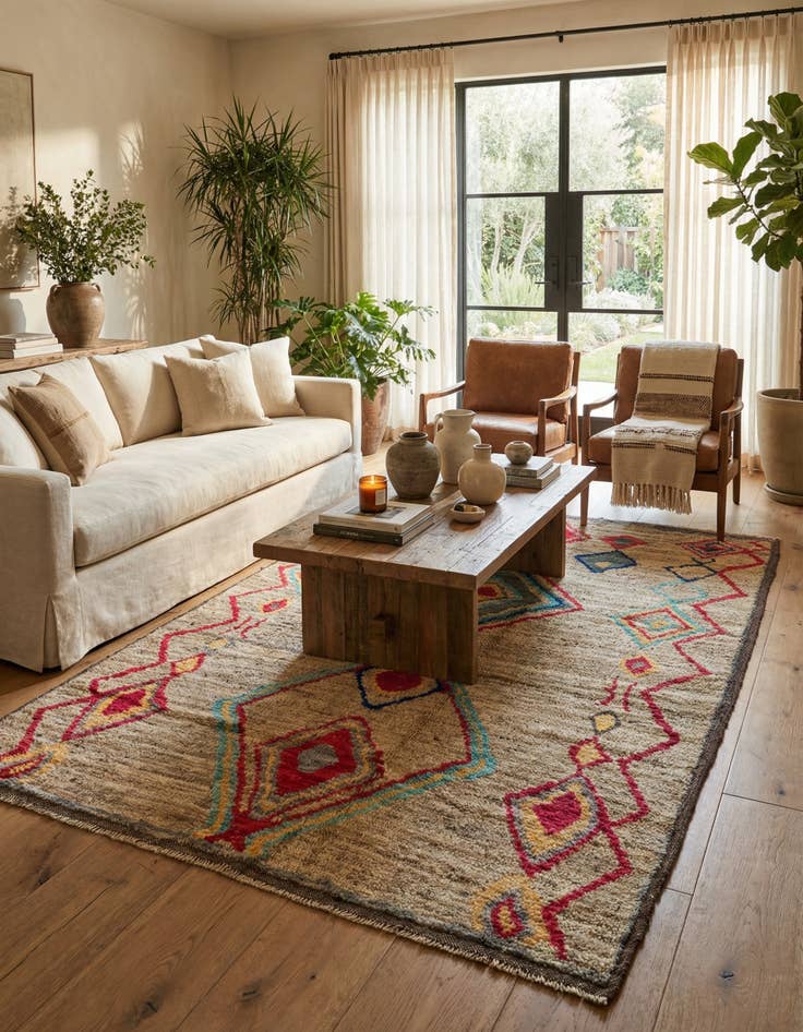 Detail image of 6' 4 x 9' 3 Hand Knotted Moroccan Wool Rug