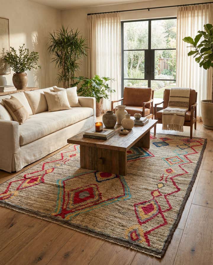 6' 4 x 9' 3 Hand Knotted Moroccan Wool Rug