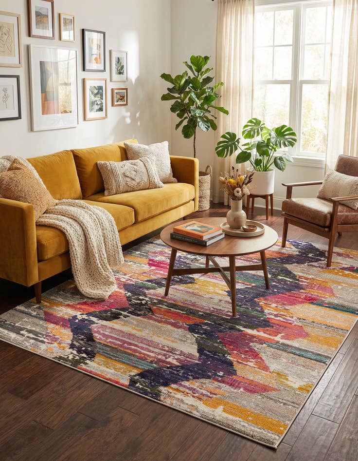 Detail image of  7' 10 x 7' 10  Washable Vivid Square Rug