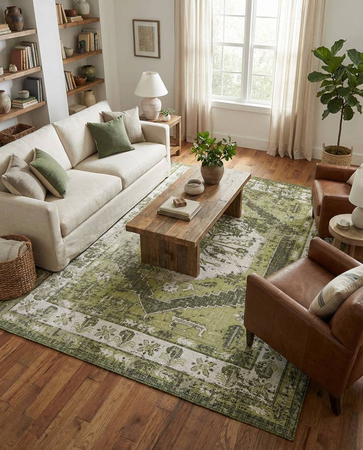 Detail image of 7' 10 x 11' Easy-Clean Traditional Indoor / Outdoor Rug