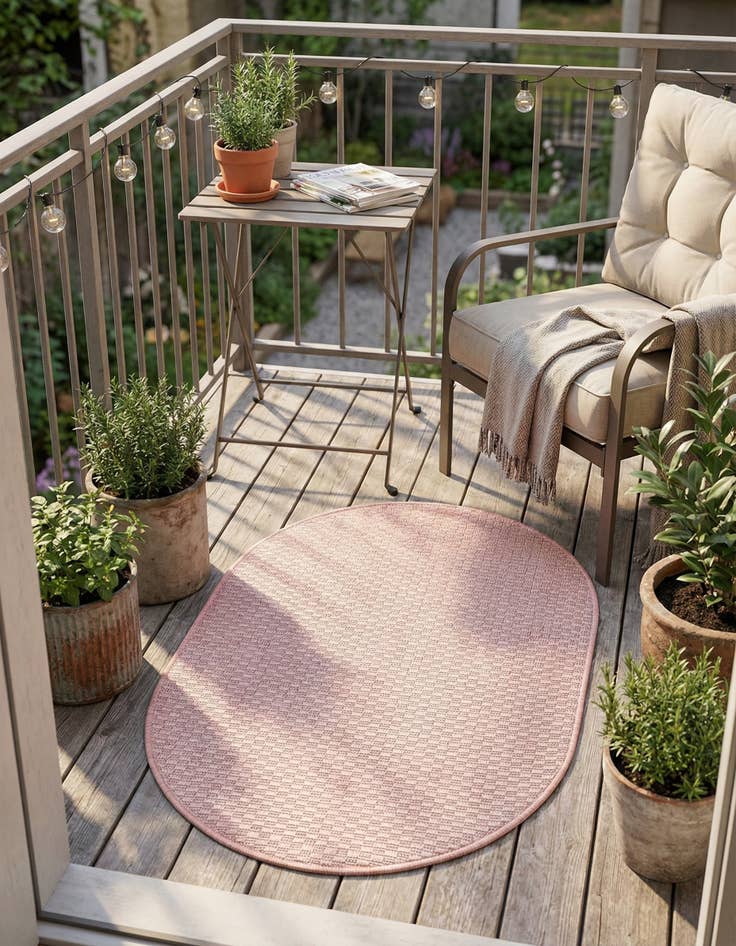 Detail image of  2' x 3'  Washable Solid Indoor / Outdoor Oval Rug
