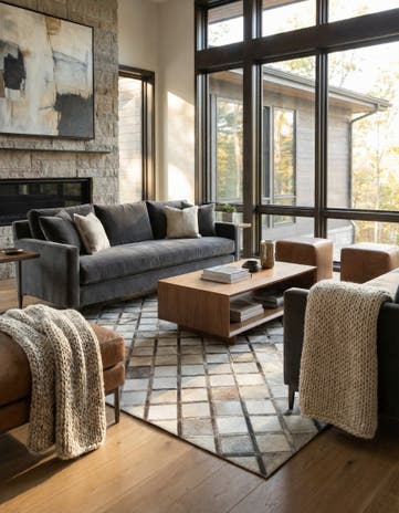 5' 4 x 7' 10 Cowhide Leather Rug