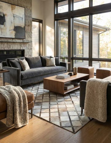 5' 4 x 7' 10 Cowhide Leather Rug