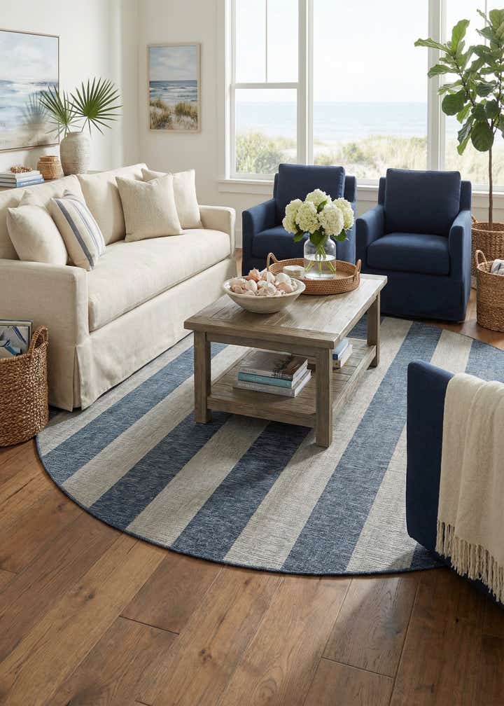 12' x 12' Easy-Clean Ribbon Indoor / Outdoor Round Rug