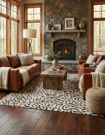 8' 3 x 9' 10 Cowhide Leather Rug