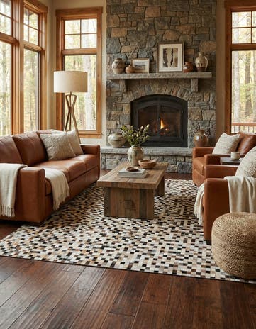 8' 3 x 9' 10 Cowhide Leather Rug
