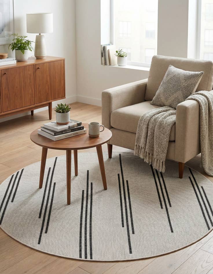 Detail image of  4' x 4'  Washable Modern Indoor / Outdoor Round Rug