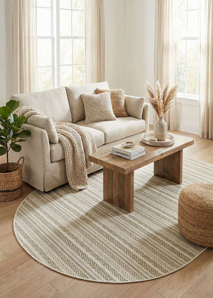 5' 3 x 8' Easy-Clean Ribbon Indoor / Outdoor Oval Rug