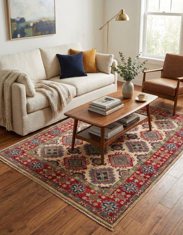 4' x 5' 7 Hand Knotted Kazak Rug